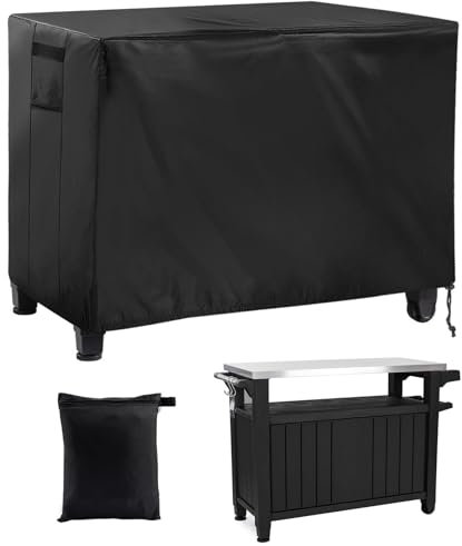 PAMASE 54'' Outdoor Prep Table Cover for Keter Unity XL Portable Table Storage Cabinet, Waterproof Heavy Duty BBQ Grill Table Cover (Black)