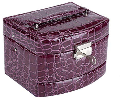 Tiiyee Jewellery Organiser, 3 Layers PU Leather Girls Necklace Storage Display Holder Box Case Organiser with Large Mirror Desktop For Women Earrings Rings Bracelets Brooches Watches Gift Choice