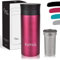 Milu Edelstahl Thermobecher mit Gravur - 350ml, 450ml - 100% Auslaufsicher – Trinkbecher, Teeflasche Thermosflasche Autobecher doppelwand Isolierung - 360°-Trinköffnung (Berry, 350ml)