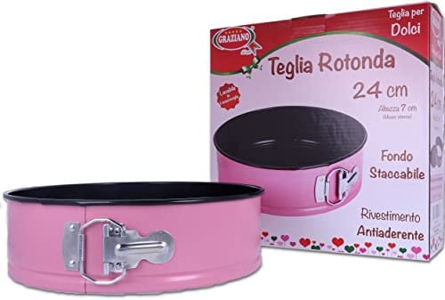 Graziano, Molde desmontable redondo, molde desmontable con fondo desmontable y revestimiento antiadherente que permite cocinar sin adición de aceites o grasas, diámetro 24 cm