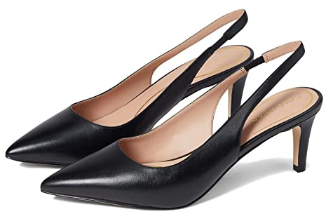 Cole Haan Womens Vandam Sling Back Pump 65MM, Black Leather, 10-B US