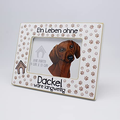 power gift DACKEL/DACHSHUND - Bilderrahmen mit Spruch. Fotorahmen zum Aufstellen oder Aufhängen. Wohnungsdekoration. Geschenk für jeden Hundehalter/Dackelbesitzer.