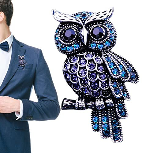 Generic Kristall-Eulen-Anstecknadel, künstlicher Strass-Kristall-Eulen-Mode-Brosche, Party-Schmuck, Schönheits-Brosche für Schals, Schal-Clip in Blau