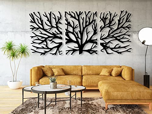 VAILLA ® Baum des Lebens Wanddeko, Wandbild aus Holz, Wand deko in Schwarz Gold, Home Wall Art Dekoration, Wandaufkleber 3D, Moderne Deko, Bilder für Zuhause Büro Schlafzimmer, Wohnzimmer (Baum 3)