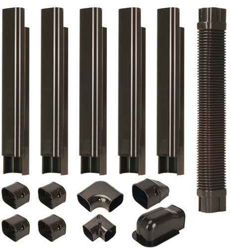 Kit di copertura per mini condizionatori d'aria split in PVC decorativo, sottile, per sistemi centralizzati AC e pompe di calore, 7,6 cm di larghezza, 3 m di lunghezza, colore marrone
