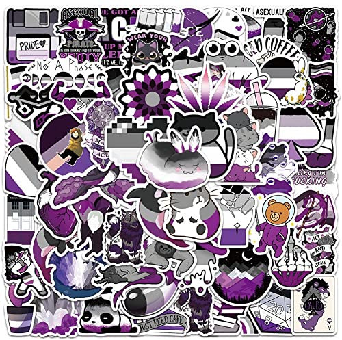 Asexual Pride Stickers, 60 Pcs Lgbt Pride Nonsexual Vinyl Stickers for Water Bottle Laptop Scrapbooking Decals Asexual Pride Gift