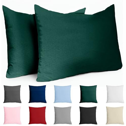 Kissenbezug 40x60 Baumwolle Renforcé (2er-Set) - Grün - Dicht gewebt mit 57 Fäden/cm² - Kissenbezug 40 x 60 - Oeko Tex Zertifiziert - Dreamzie