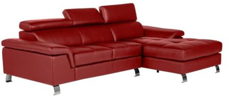 Vente-unique-Ecksofa Leder - Ecke Rechts - Rot - Mishima
