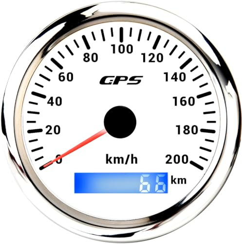 85mm Geschwindigkeitsmesser Boot GPS Tacho Kilometerzähler 0-200Km/H Wasserdichter IP67 7-Farben Tachometer Messgerät für Auto Boot Yacht 12V/24V …