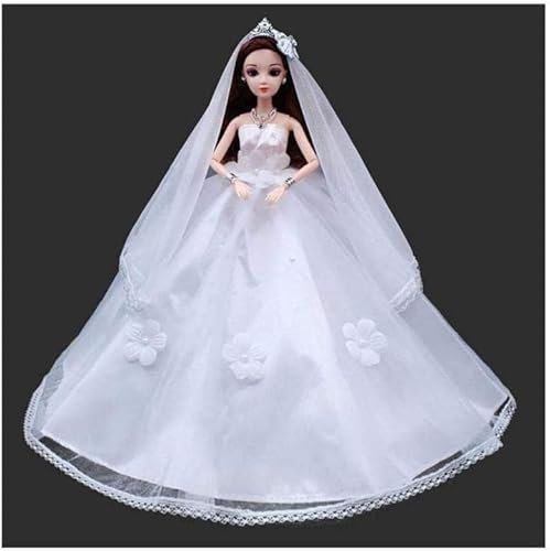 Aeromdale 30 cm Puppe Hochzeitskleid Kleidung für 12 Gelenke Mädchen Puppe – Hochzeitskleid Kopf Schleier Outfits Kostüm Zubehör (B)