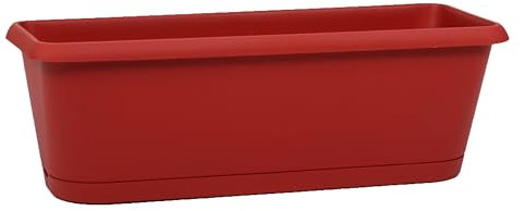 EDA - Jardinière Chorus 50 cm - Plateau Clipsé avec Réserve d'eau - 9,4 litres - 48,8 x 18,8 x H.16,1 cm - Rouge Rubis