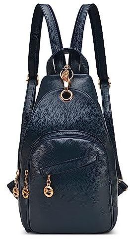 DIRRONA Damen Rucksack Beiläufig Kleine Brusttasche für Damen Multifunktionale Reise Wasserdicht Schultertaschen Draussen PU Leder Damen Handtasche Große Kapazität Brusttasche Blau