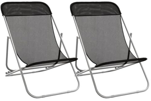 vidaXL Strandstuhl 2 STK., Gartenstuhl Verstellbar Klappbar, Stuhl Campingstuhl mit Stahlrahmen, Klappstuhl Liegestuhl, Textilene Pulverbeschichteter Stahl