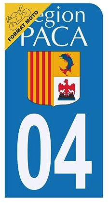 HADEXIA Aufkleber für Nummernschild, Motorrad, Département 04, Region PACA