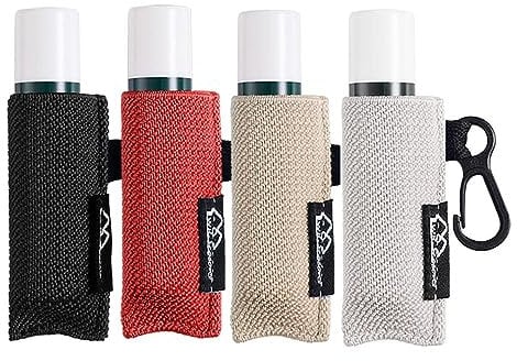 WK IEASON Lipstick Sleeve Lip Balm Holder Keychain Clip On Chapstick Holder Sleeve (Black/red/Grey/Beige)