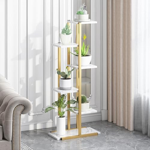 HshDUti Pflanzenständer für drinnen und draußen, 6 Etagen, 7 Blumentopfhalter, Metall, 106 cm/41,8 Zoll Pflanzenregal, hoher Blumenständer, Eckblumenhalter für Terrasse, Garten, Wohnzimmer, Balkon,