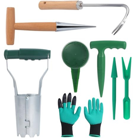 Moendergo Bulbo Plantación Jardín Herramienta de Mano Planta Flor Semilla Dispensador Sembradora Jardín Semilleros Dibber Widger Herramienta de Plantación para Jardín Invernadero (S, 8)