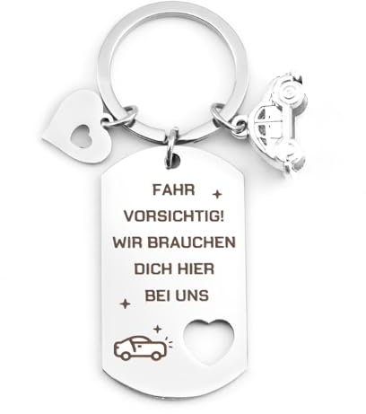 Bicfuiot Schlüsselanhänger Fahr Vorsichtig, Auto Schlüsselanhänger, Drive Safe Schlüsselanhänger Motorrad, Führerschein Bestanden Geschenk für Papa Geschenk für Männer Frauen Freundin Bruder Sohn Opa