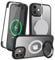 Zouzt for iPhone 12/12 Pro 6.1 Inch Case with Screen Protector, 360 Full Body with Glass Screen Protector [Shockproof] [Dropproof] Ring Stand Heavy Duty Protection Phone Case - Black