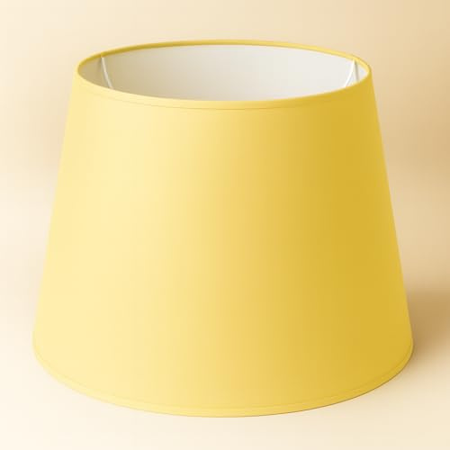 40 cm Lampenschirm, Baumwollstoff mit weißer PVC-Rückseite, handgefertigtes Produkt, für Tischlampe, Stehlampe (Gelb)
