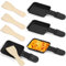 HengBO Poelon Raclette Revêtement Antiadhésif 4pcs Mini Raclette Set avec 4 Spatule Raclette Bois Portable Plateau de Cuisson Pour Appareil à Raclette Fromage Fondu Oeuf Frit (noir)