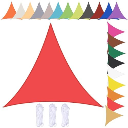 nvdsivee Toldo Impermeable Exterior Toldo Vela Triangular Toldo Vela de Sombra con Ojales y Cuerda Toldo de Protección Solar para Patio Jardín 90% de protección UV Rojo 2.4x2.4x2.4m