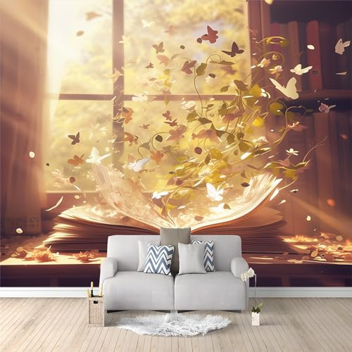 Art Fototapete Tapete Magisches Retro-Buch Vlies Tapeten Moderne Wandtapete Wohnzimmer Schlafzimmer Study Wohnzimmer Restaurant Cafe Dekoration 250 x 175 cm