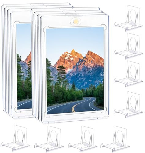 Getyjoe 16 Stück Verstellbar Dekotellerhalter Magnetic Card Holder Transparent 6.5x5x5.5 cm Kunststoff Aufsteller Ständer für Bilderrahmen Kartenanzeige Ausstellungsstück Münze