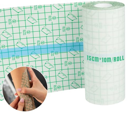 TONBAO Tattoo Folie Wasserfest 15 cm x 10 m Large Roll, Adhesive Tattoo Pflaster Second Skin Tattoo Aftercare Bangdage PU Film Tape Waterproof Bandage Skin Healing Protective Bandages, Transparent