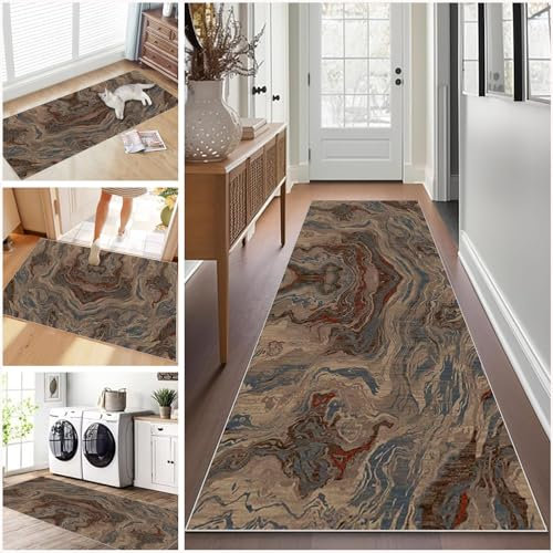 Long Runner Rug for Hallway 50 x 280 cm Washable Carpet Runner Rug for Kitchen, Heavy Duty Hall Runner Door Mat Indoor, Non Slip Stair Area Rug for Entrance, Front Door Hall Hallways Living Room
