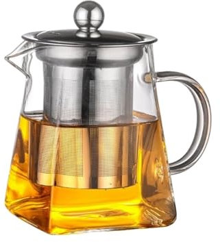 Teekannen Teekanne aus klarem, hitzebeständigem Glas mit Sieb for Kaffee, Teeblätter, Kräutertopf, Blumenteekanne, Milchsaftbehälter(550ml)
