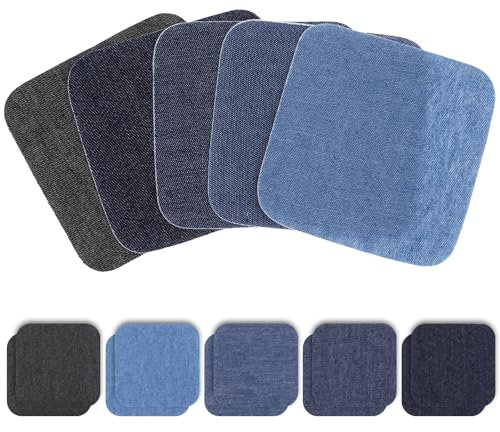 Patches zum Aufbügeln 10 Stück Jeans Elastisch Flicken, Bügelflicken 8 x 8 cm Flicken zum Aufbügeln, Denim Reparatur Flicken Reparatur Kit Stoff Bügelflicken für Jeans Kleidung Schuhe Hut Dekoration