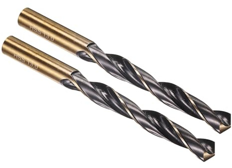 PATIKIL 13mm Drill Bit M2 High-Speed Steel 118° for Metal 2 Pack | Jobber Straight Shank 118° Nitriding Black and Gold Finish for Stainless Steel Hard Metal