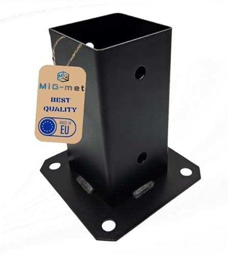 Mig-Met - Supports de Poteaux 60x60mm, pour la Construction de Tonnelles de Jardin, Auvents, Garages, Abris de Jardin, Dépendances - Trous Ø11mm - Pieds de Poteau - 13x13x15cm