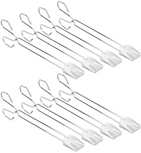 8 Stück 31 cm/12,2 Zoll Edelstahl Grillwender Heavy Duty BBQ Lebensmittel Pinzette Clip, Kochzange, Salat Zange, Backzange, Servierzange, Buffet Zange