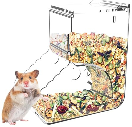 automático para hámster, dispensador de Alimentos para hámsters, 400 ml, dispensador de acrílico automático, alimentador de hámster Enano, Botella de Jaula de Conejos para Chinchilla, Ratones