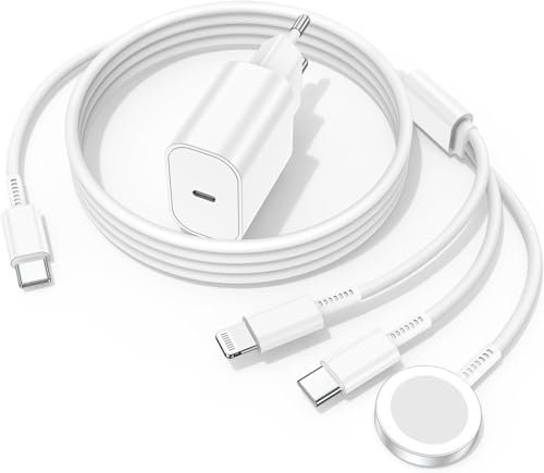 3 in 1 USB C Apple Watch Caricatore Rapido 20W Cavo per Apple Watch 1M Cavi di ricarica per iWatch e iPhone per iWatch Series Ultra SE/10/9/8/7 e iPhone 16 Pro Max/15/14/13/12/11