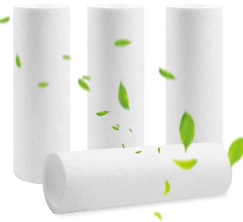 4 Pezzi Cartuccia Filtro per Acqua di Sedimenti da 50 Micron, Filtro Candela di Ricambio per Filtro Dell'acqua Domestico, Nessuna Copertura Protettiva, Compatibile con Filtro Acqua Grünbeck FS 1