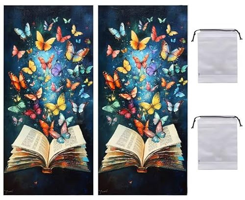 Strandtuch Butterfly Buch XXL 80 x 160 cm Strandhandtuch Mikrofaser, Saugfahig und Schnell Trocknende Beach Towel 2 Stück, Weiches & Leichtes Strandkleider Damen Strandmatte für Strand, Reise R-365
