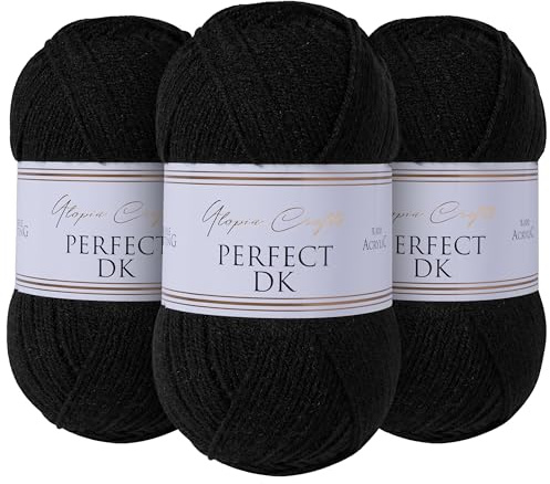 Utopia Crafts DK Double Knitting Yarn 3x 100g (Black)