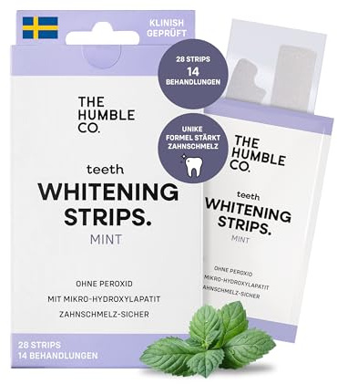 The Humble Co. Whitening Strips, sanfte Zahnaufhellung Strips ohne Peroxid | Zahnschmelzsicher, natürliche Inhaltsstoffe für Teeth Whitening & Bleaching Zähne, ohne Peroxid, 14 Anwendungen, 28 Streifen