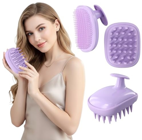 Kopfhaut Massagebürste, Shampoo Bürste für Tiefenreinigung, Silikon Doppelseitiger Haarmassagebürsten, für Haarwachstum und Blutzirkulation, für Nasses & Trockenes Haar, 2 in 1 Design