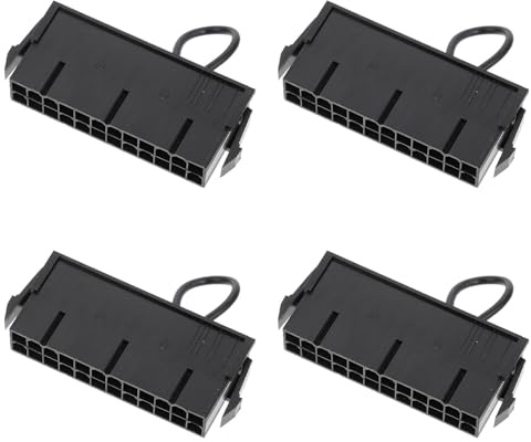 ATX Netzteilstarter 24 Pin 4 Stück Abs Schwarz für Netzteilprüfung | 20 und 24-poliger Anschluss, Jumperbrücke für Mainboard, Geeignet für Festplatten und Kontrolllampen