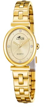 Lotus Damenuhr Analog aus Edelstahl 316l Goldfarben | Quarzwerk, Widerstandsfähiges Mineralglas, Wasserdicht 5 ATM 19018/2 -2GETHER, Champagner-Zifferblatt