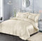 7 Piece Satin Sheets Super Soft Shiny Bedding Sets, 1 x Duvet Cover, 1 x Fitted Bed Sheet, 4 x Pillow Cases, 1 x Cushion Cover, Full Complete Bed Set (Cream, King)