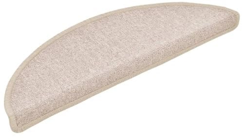 vidaXL 15x Treppenmatte Stufenmatte Stufenschoner Treppenschoner Treppenteppich Treppenschutz Matte Matten Teppich Halbrund rutschfest Taupe 56x17x3 cm