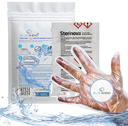 Purification Tablets For Water Rower Chlorine Tablet Pack For Water Rowing Machine, Puritabs Maxi Sterinova + Gloves 18 Month Supply