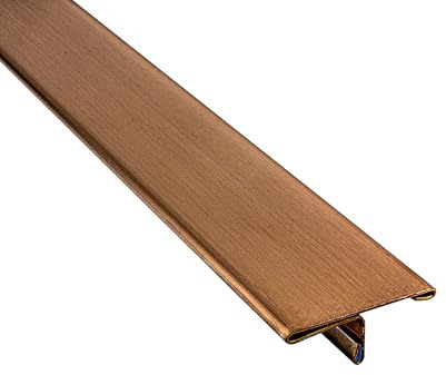 T-Profil Edelstahl Schiene Übergangsprofil V2A 2,5m 25mm rose gebürset | Für saubere Übergänge zwischen Fliesen, Laminat und Bodenbelägen, 25mm Übergangshöhe, 2,5m, V2A Edelstahl, gebürstet, rose