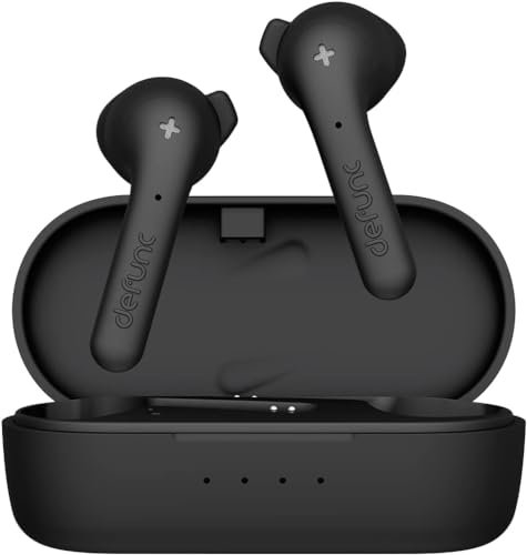 Defunc True Wireless Earbuds True Basic IPX4 wasserdichte In-Ear-Kopfhörer 5.0 Bluetooth Stereo Kopfhörer integriertes Mikrofon, Lange Spielzeit & Ladehülle (schwarz)