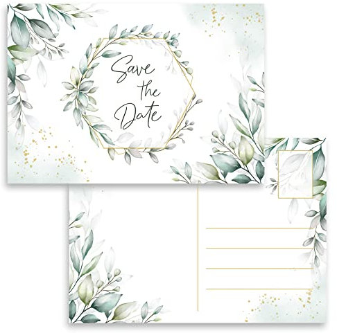 10x Save the Date Einladungskarten Grün Aquarell Postkarte Postkarten 2 Seitig Einladung Party Geburtstag elegant Hochzeit Jubiläum 20 30 40 50 60 70 80